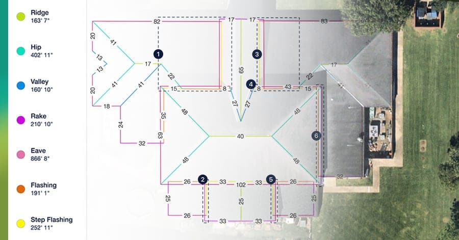 Roof aerial review for a roofing estimate